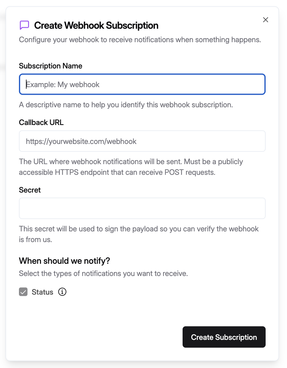 Create subscription