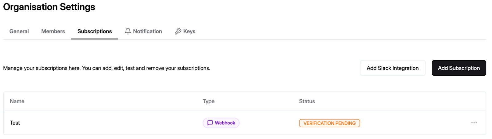 Pending subscription